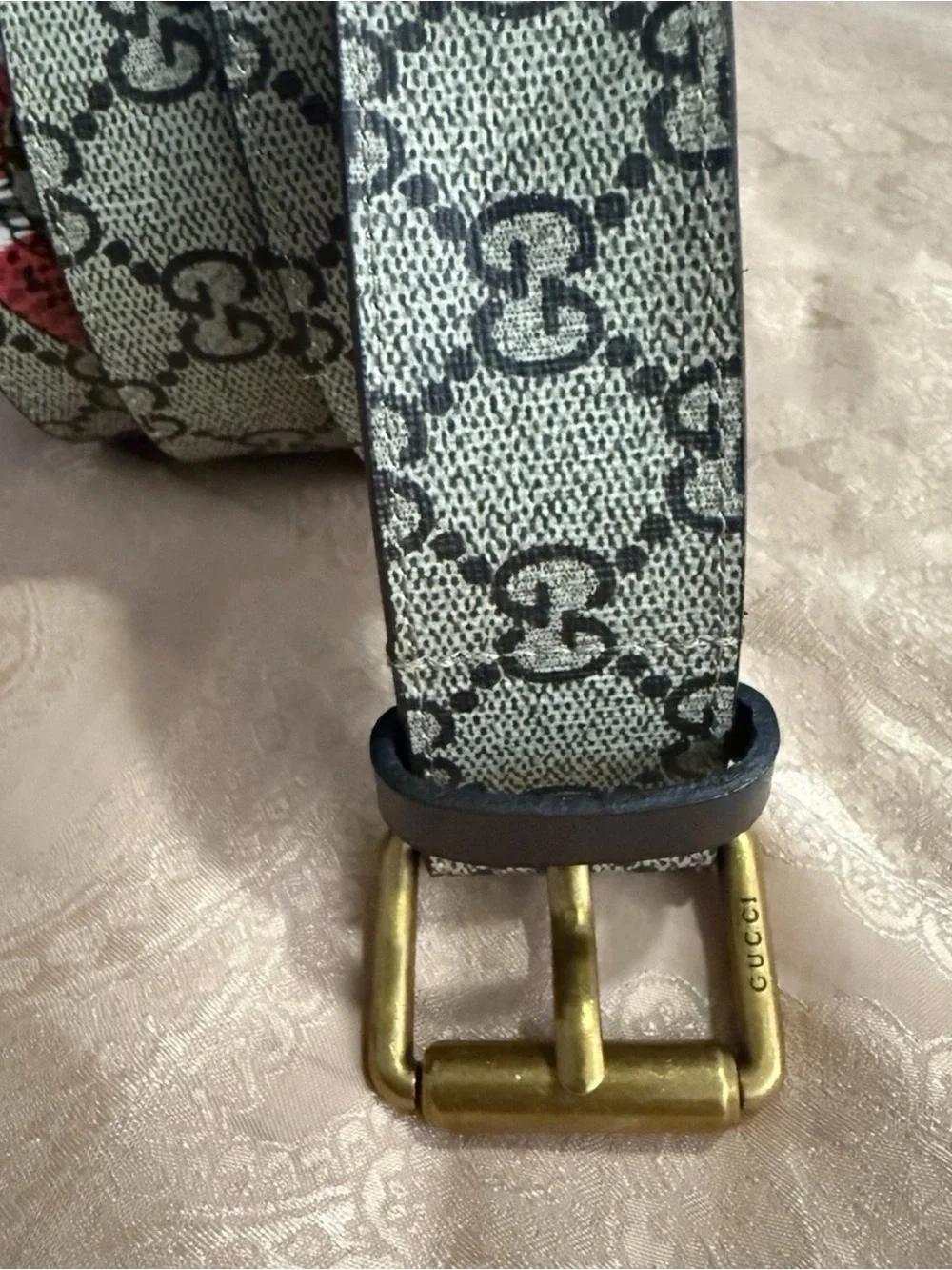Gucci Brown Beige GG Canvas Belt Bag with Gold Hardware